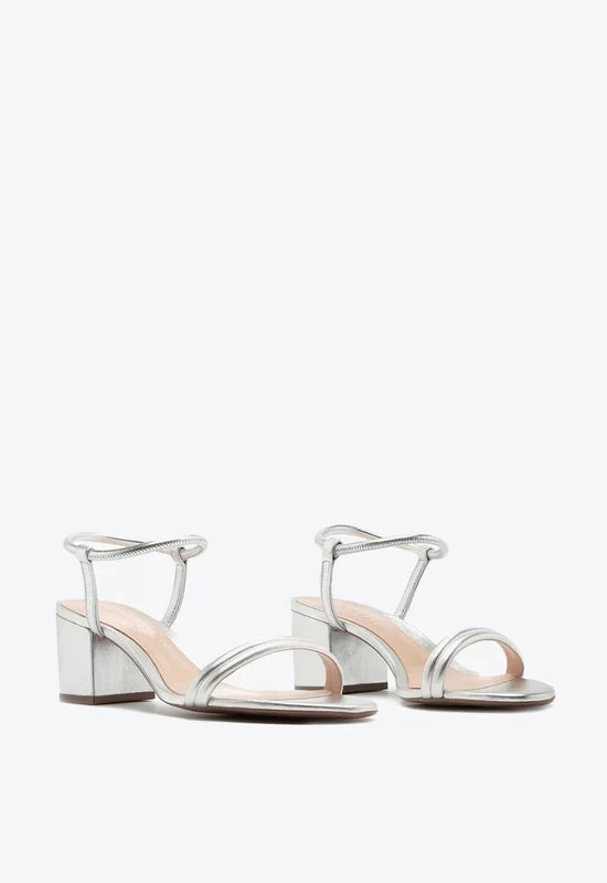 Sandália Salto Bloco Médio Tiras Prata Schutz