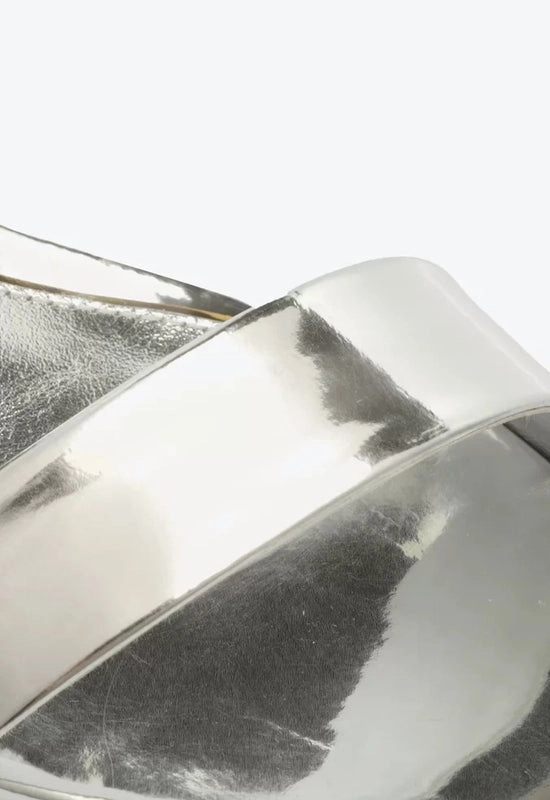 Sandália Salto Bloco Metalizada Prata Schutz