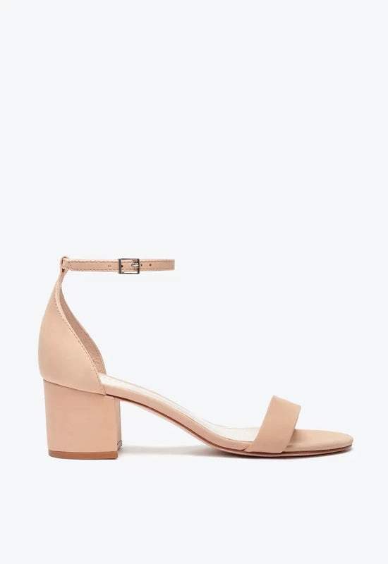 Sandália Salto Bloco Nobuck Bege Schutz