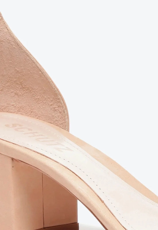 Sandália Salto Bloco Nobuck Bege Schutz