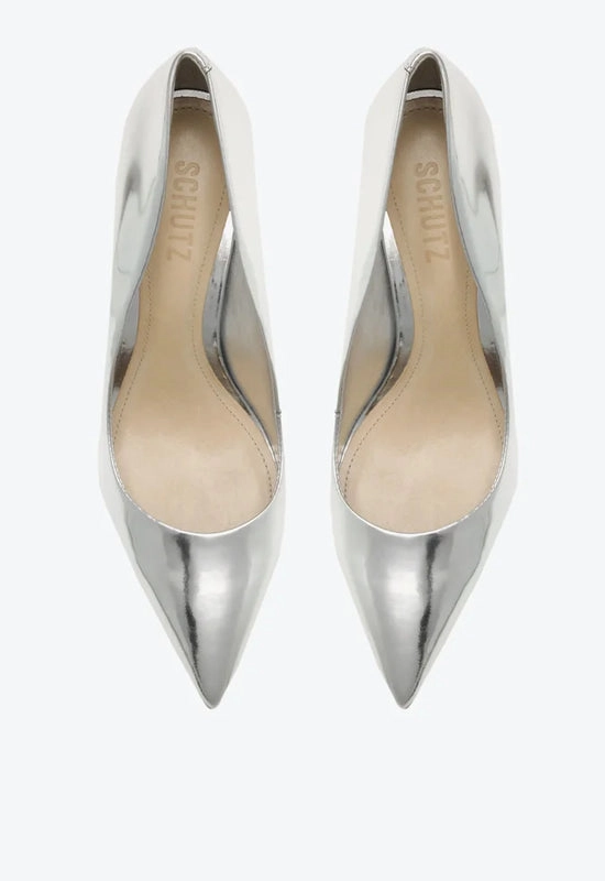 Sapato Scarpin Couro Prata Schutz