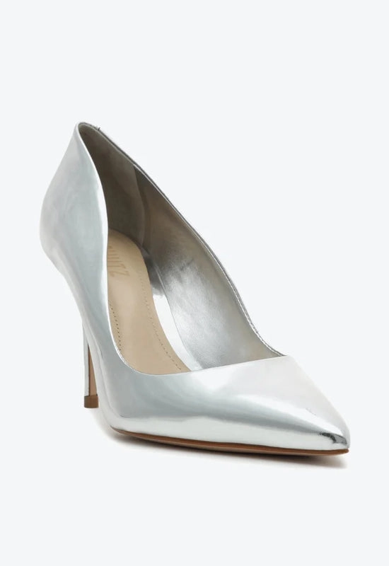 Sapato Scarpin Couro Prata Schutz