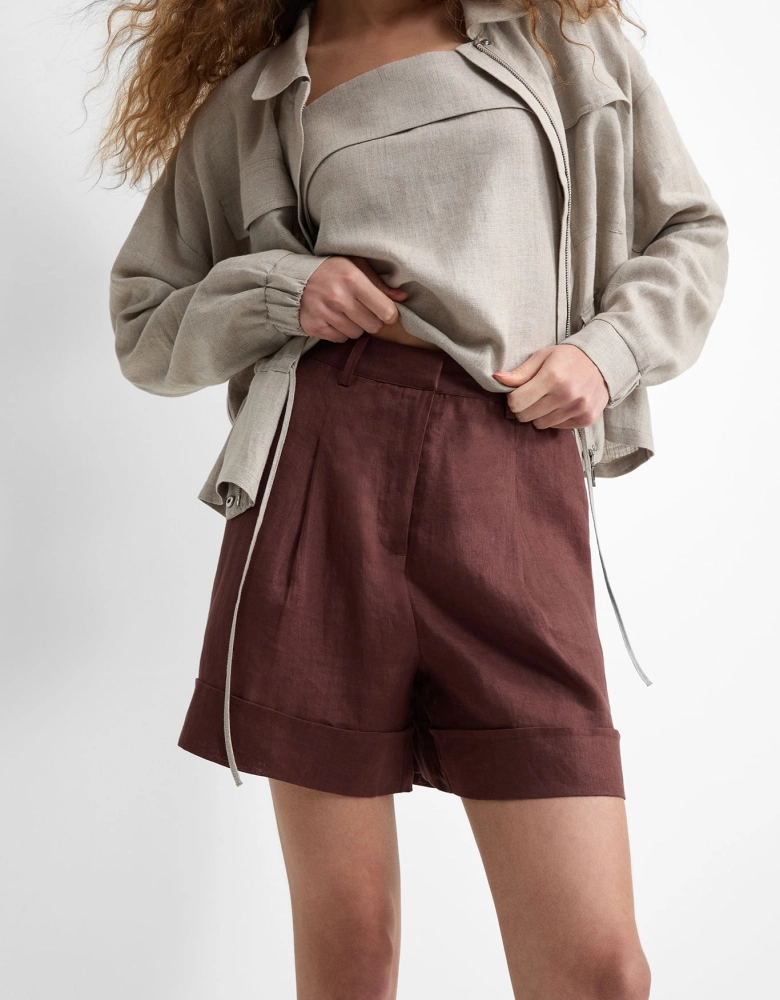 Shorts linho café