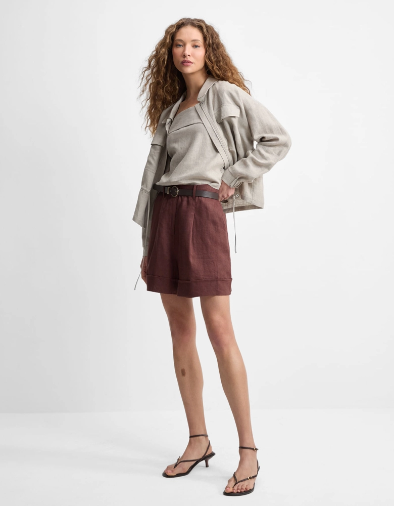Shorts linho café