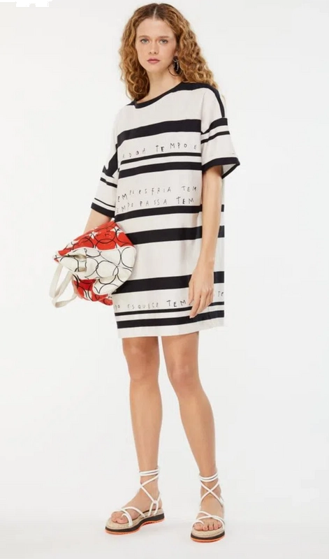 T-dress Listra Poema Kirli e Preto Animale