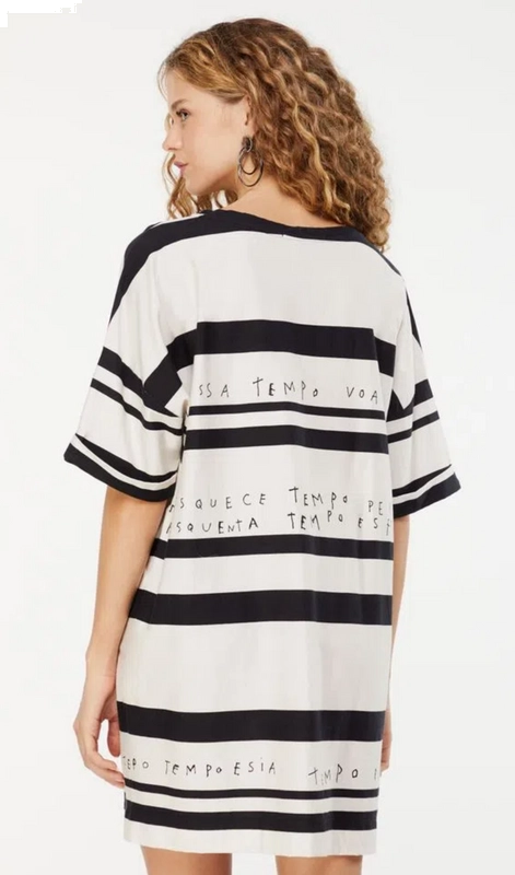 T-dress Listra Poema Kirli e Preto Animale