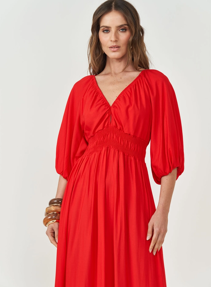 Vestido Amplo Com Mangas Bufantes colcci