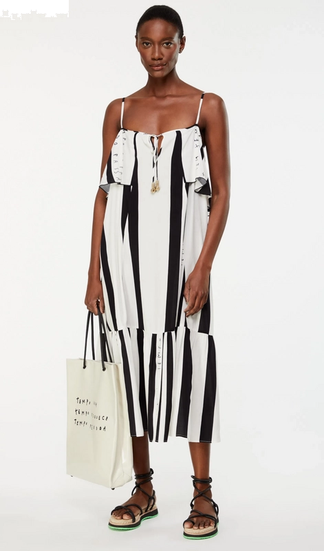 Vestido Babado Busto Listar Poema Animale