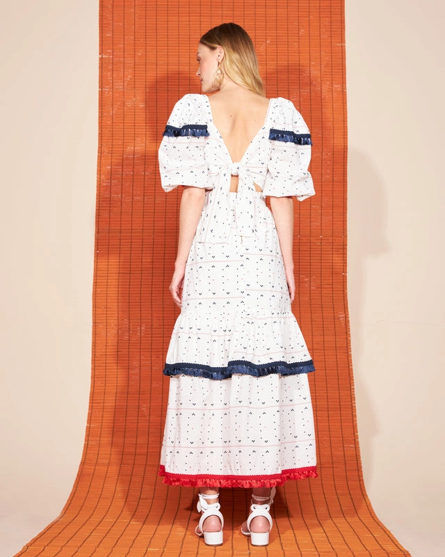 Vestido Bufante Longo Laço Sianinhas Skazi