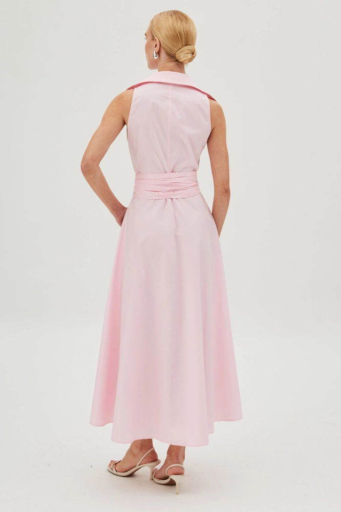 VESTIDO CHEMISE COM FAIXA PARA AMARRACAO E BOTOES