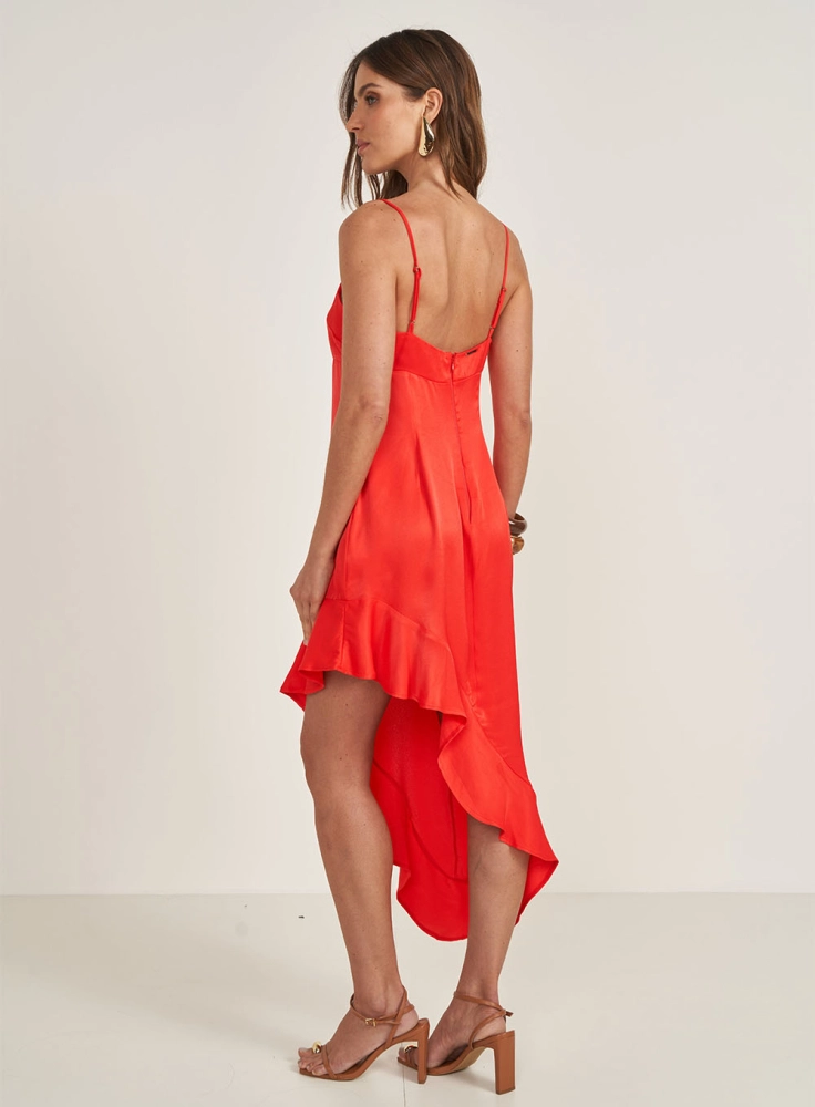 Vestido Comfort Assimétrico Com Fenda Lateral