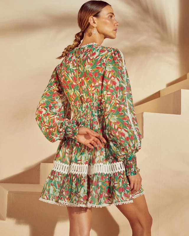 Vestido Curto Pequenas Tulipas