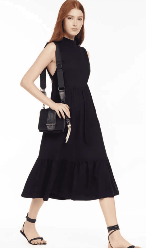 Vestido de Malha Preta Regata Editor de rich text