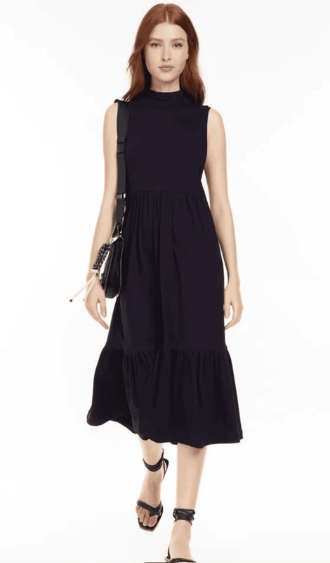 Vestido de Malha Preta Regata Editor de rich text