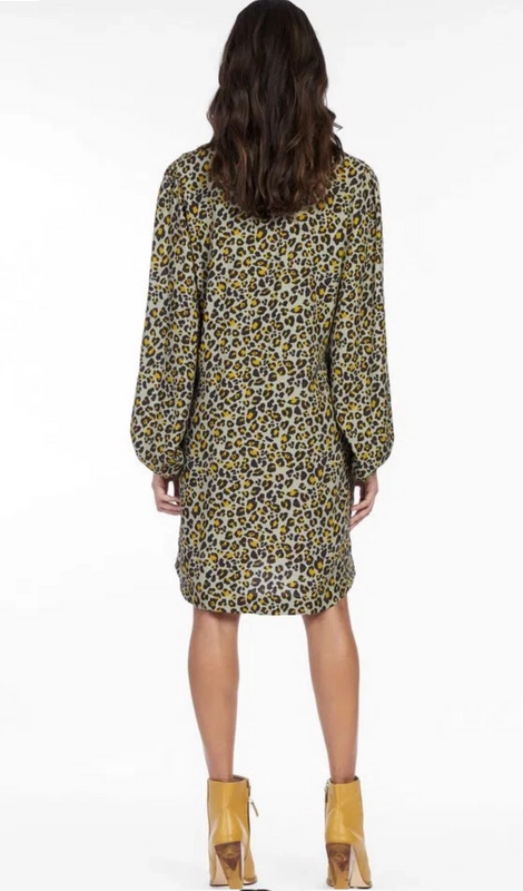 Vestido de Viscose Curto Estampado Com Manga Bufante