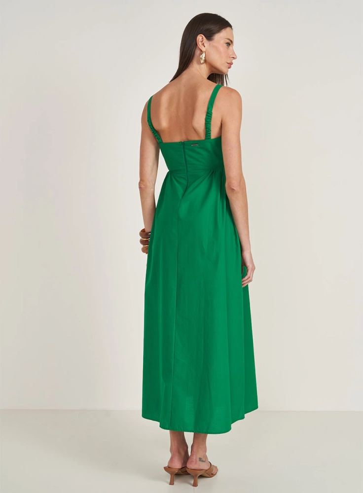 Vestido Em Linho Bojo Midi