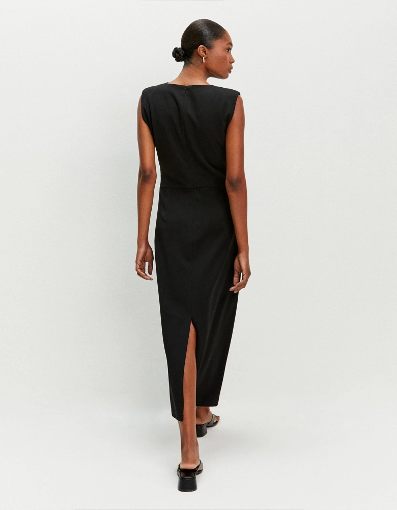 Vestido Fem Mc Midi Alfaiataria Shoulder
