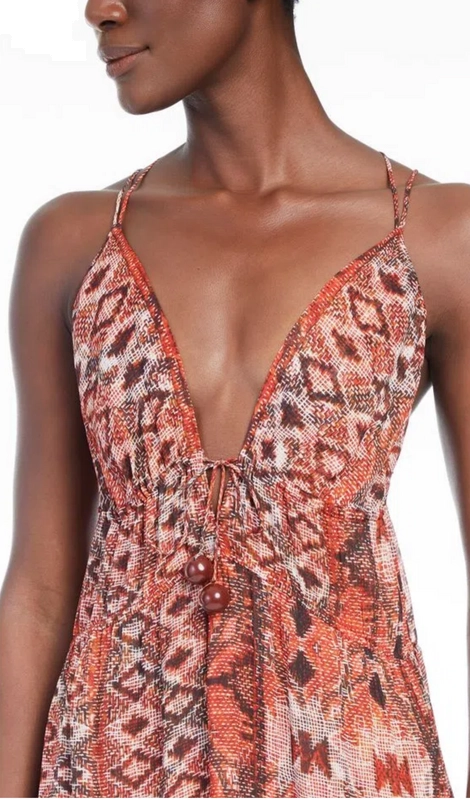 Vestido Fluído Longo Colisse Estampado de Alcinha