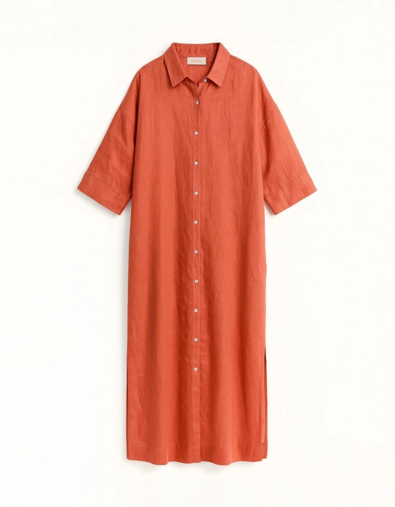 Vestido Linho Chemise shoulder