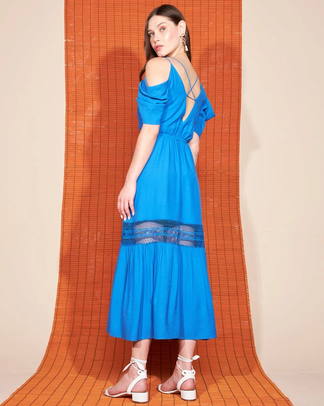 Vestido Longo com Detalhe em Renda Skazi