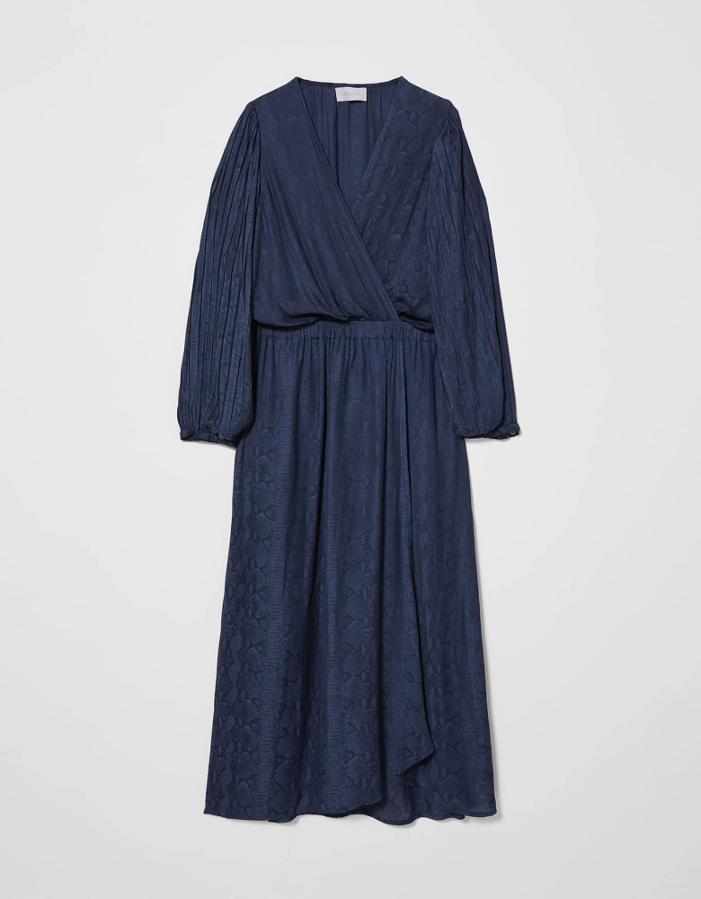 Vestido Midi Manga Plissada Shoulder