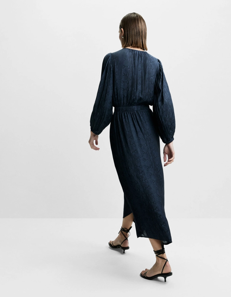Vestido Midi Manga Plissada Shoulder