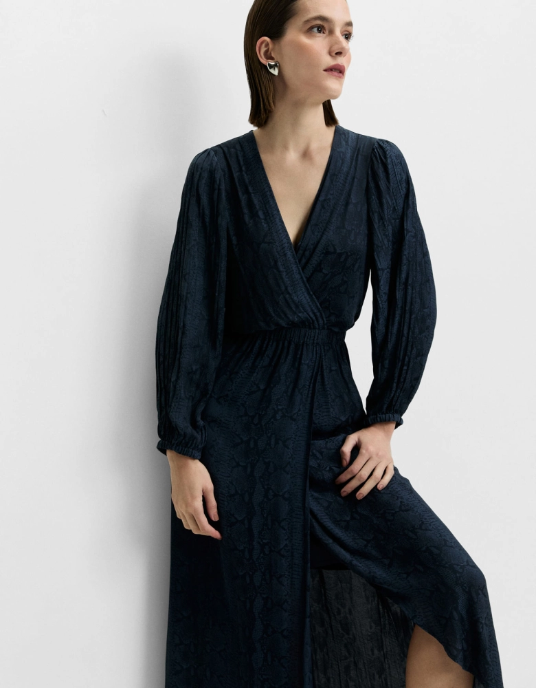 Vestido Midi Manga Plissada Shoulder