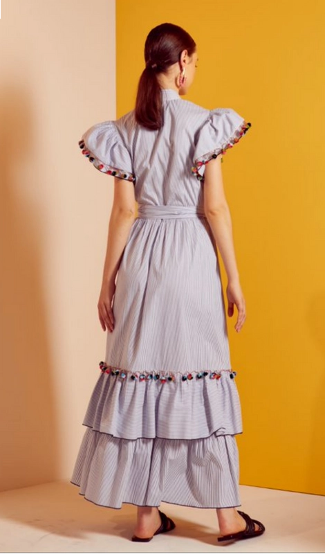 Vestido Midi Popeline Stripe