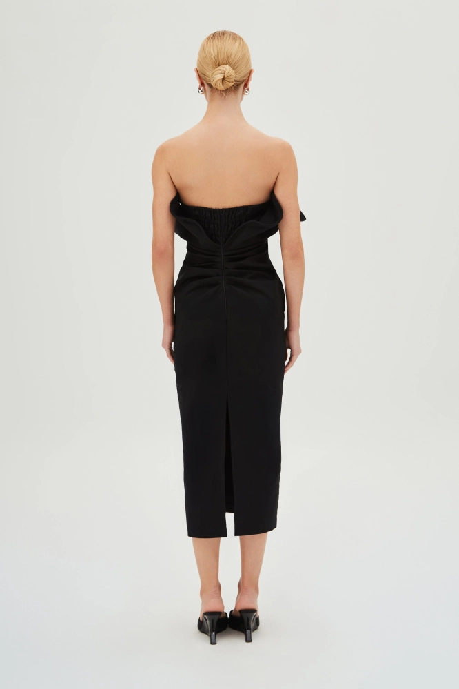 VESTIDO MIDI TOMARA QUE CAIA COM DECOTE ESTRUTURADO ZEN