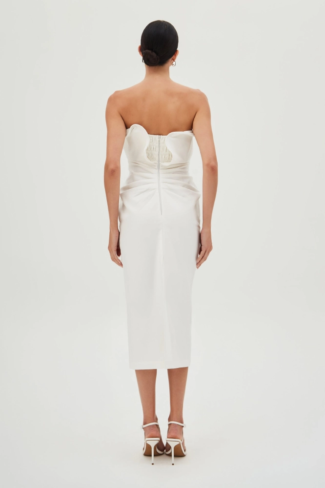 VESTIDO MIDI TOMARA QUE CAIA COM DECOTE ESTRUTURADO