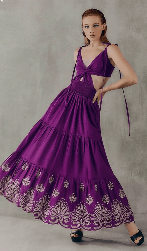 Vestido Tricoline Barra Laise Skazi