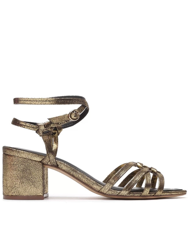 Sandália Dourada Natural Glam Bloco