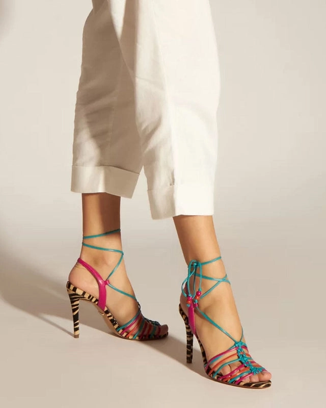 sandália Multicolorida Animal Fun Salto Fino