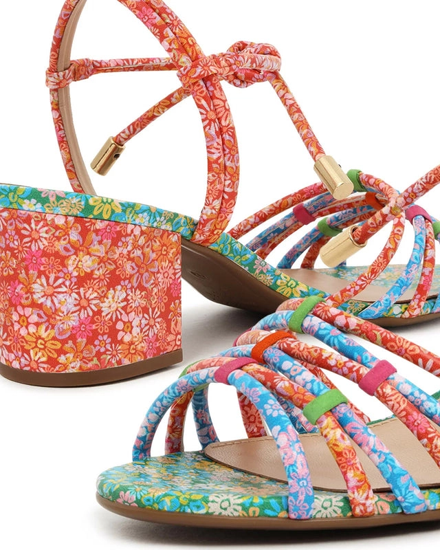 Sandália Multicolorida Bloco Floral