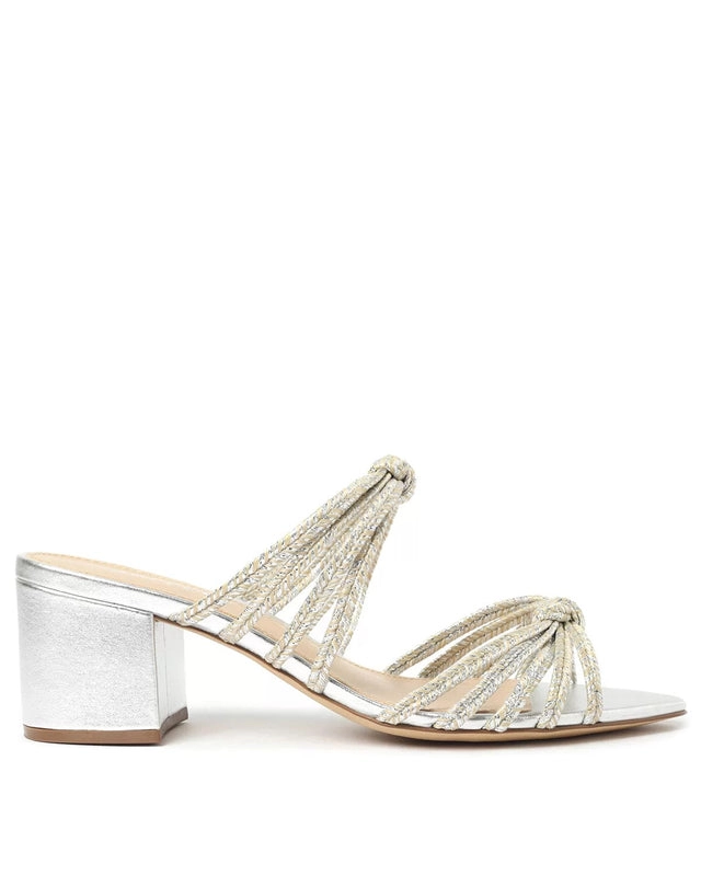 Sandália Prateada Alexa Natural Glam Bloco