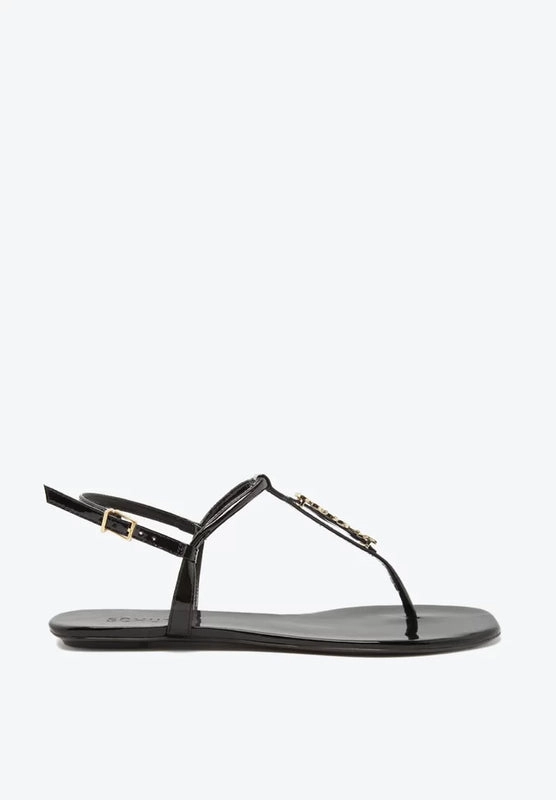 Sandália Rasteira Crystal Logo Schutz