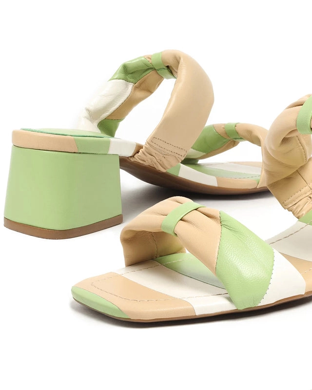 Sandália Verde Bombada Salto Bloco Bambu Green