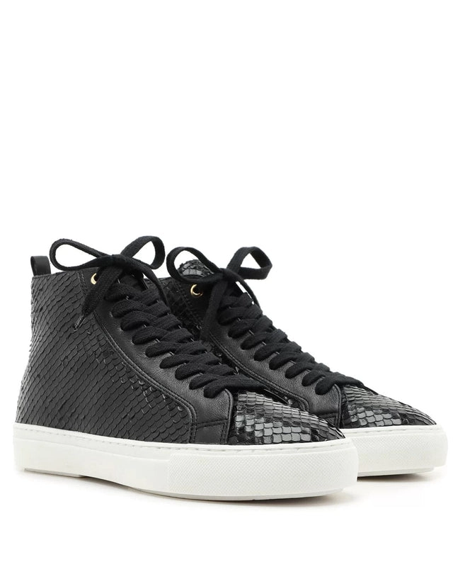 Tênis Amarração Preto Snake Sola Alta Cano Alto Arezzo