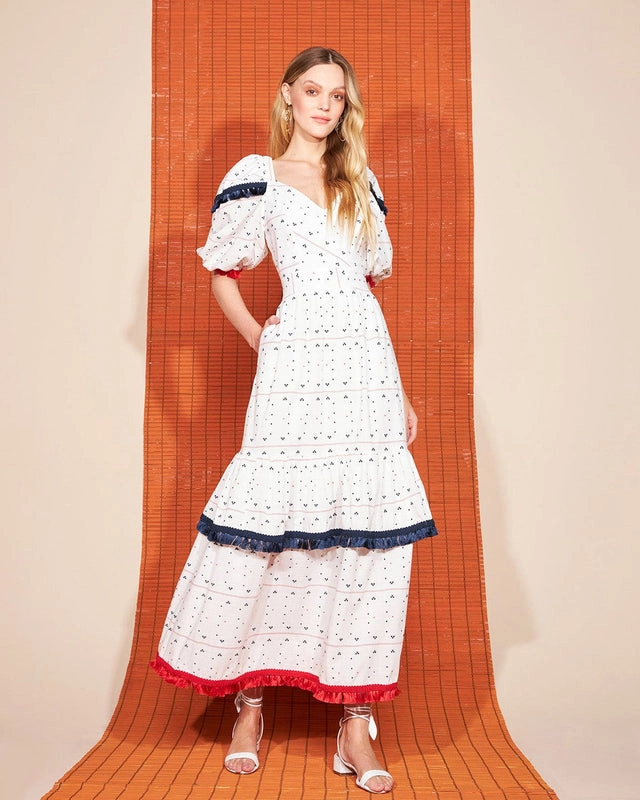 Vestido Bufante Longo Laço Sianinhas Skazi