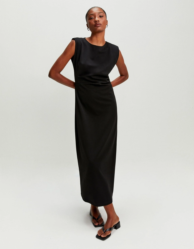 Vestido Fem Mc Midi Alfaiataria Shoulder