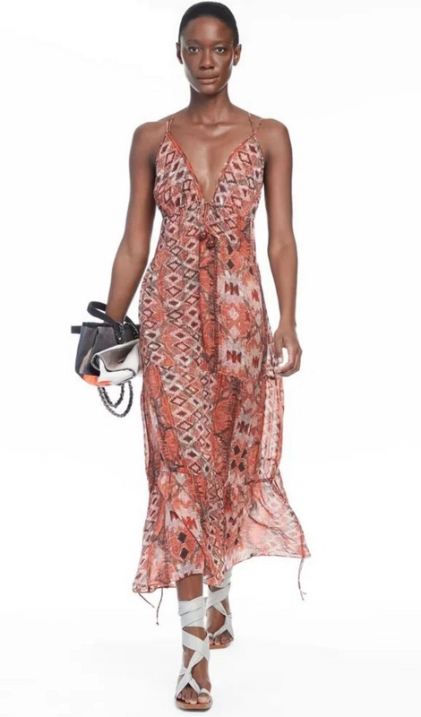 Vestido Fluído Longo Colisse Estampado de Alcinha