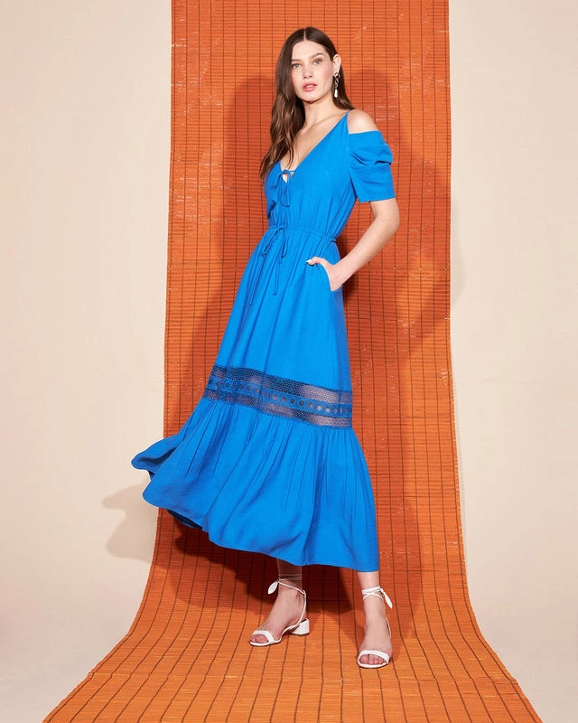Vestido Longo com Detalhe em Renda Skazi