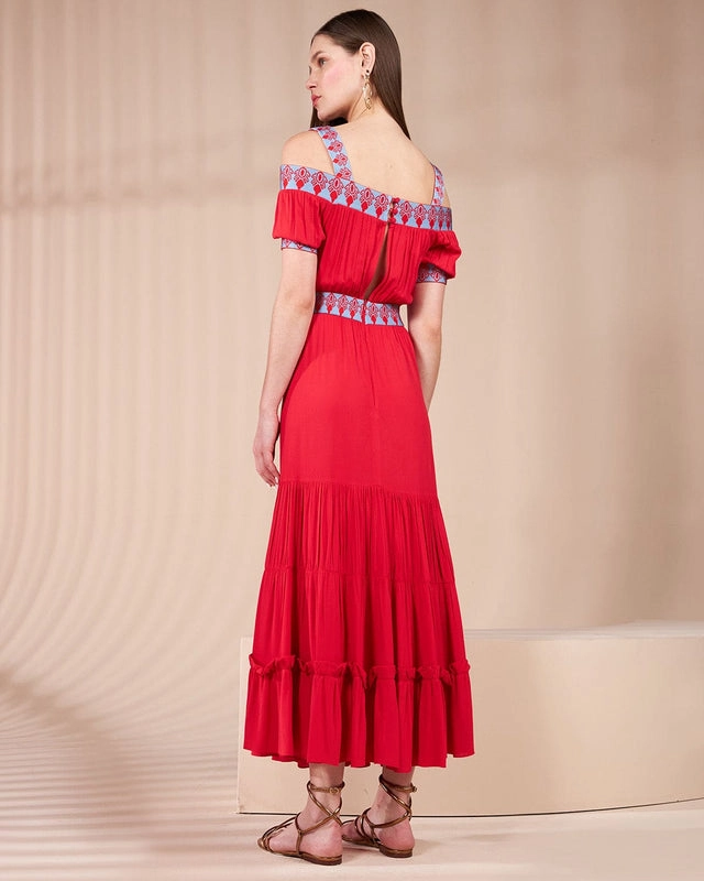 Vestido Midi Detalhe Galões