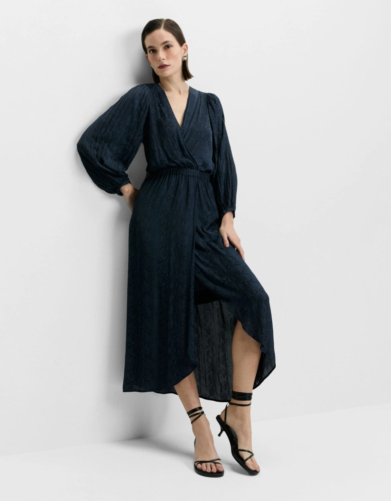 Vestido Midi Manga Plissada Shoulder